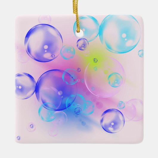 BUBBLES - kleurrijk Abstract Afbeelding van fracta Keramisch Ornament (Voorkant)