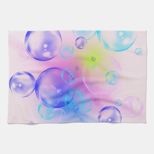 BUBBLES - kleurrijk Abstract Afbeelding van fracta Theedoek (Horizontaal)