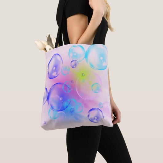 BUBBLES - kleurrijk Abstract Afbeelding van fracta Tote Bag (Dichtbij)