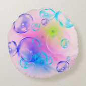 BUBBLES - kleurrijke bubbels voor kinderen - Rond Kussen (Achterkant)