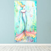 Bubbles Mermaid Fantasy Artwork van Molly Harrison Canvas Afdruk (Insitu (Houten vloer))