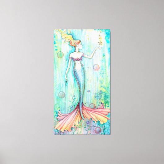Bubbles Mermaid Fantasy Artwork van Molly Harrison Canvas Afdruk (Voorkant)