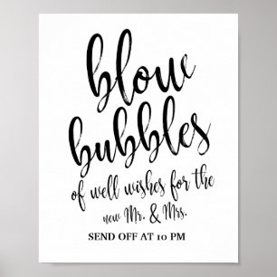 Bubbles met zwarte en witte 8 x 10 bruiloft poster