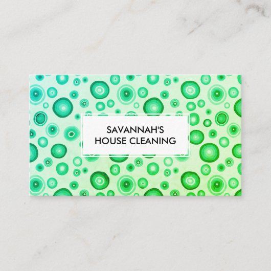 Bubbles minimalistisch huis schoonmaken Janitorial Visitekaartje (Voorkant)