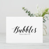 "Bubbles Neem een" kalligrafie-bruiloft Kaart (Staand voorkant)