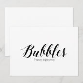 "Bubbles Neem een" kalligrafie-bruiloft Kaart (Voorkant / Achterkant)
