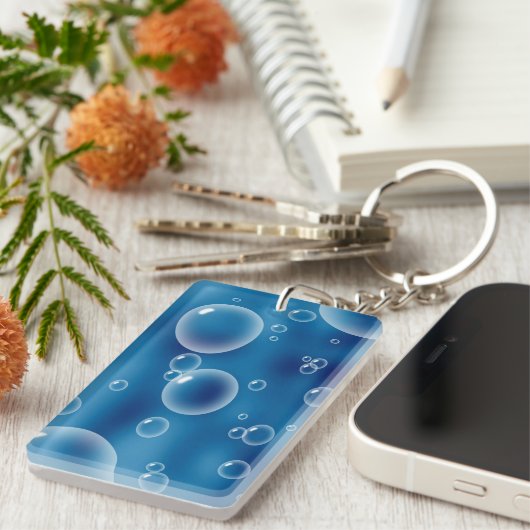 Bubbles op donkerblauwe achtergrond sleutelhanger (Voorkant Rechts)