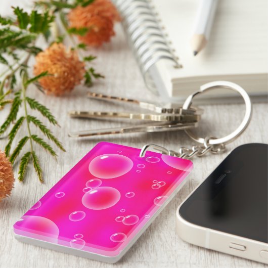 Bubbles op roze achtergrond sleutelhanger (Voorkant Rechts)