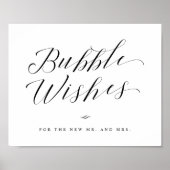 Bubbles Pas getrouwd afsturen Calligrafie-weddensc Poster (Voorkant)