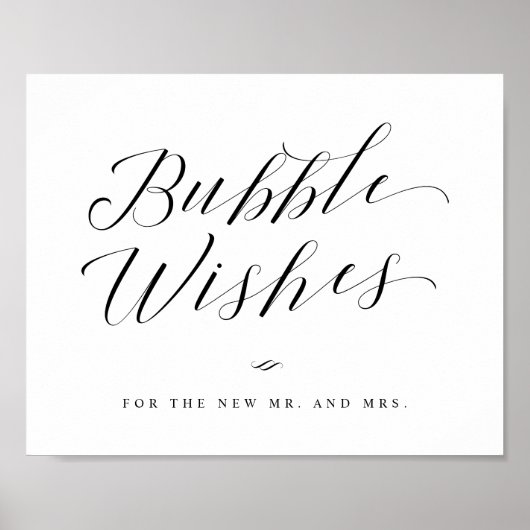 Bubbles Pas getrouwd afsturen Calligrafie-weddensc Poster (Voorkant)