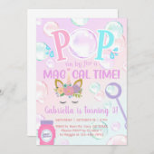 Bubbles pop op uitnodiging voor meisjesverjaardag. (Voorkant / Achterkant)