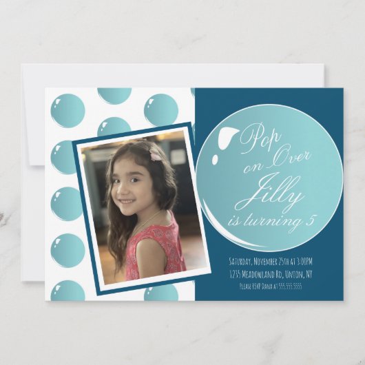 Bubbles Pop over roze thema Birthday Party Kaart (Voorkant)