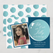 Bubbles Pop over roze thema Birthday Party Kaart (Voorkant / Achterkant)