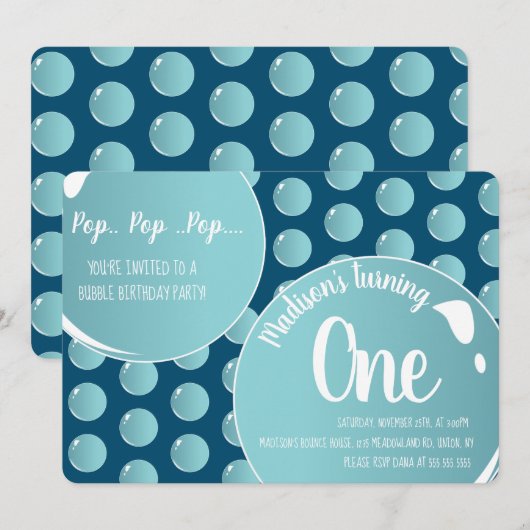 Bubbles Pop Pop Pop Birthday Fun Kaart (Voorkant / Achterkant)