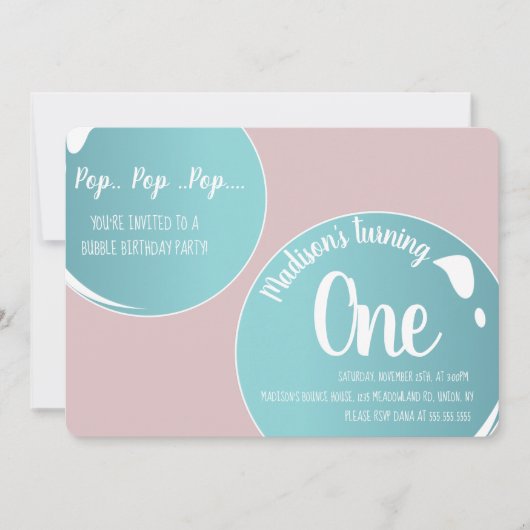 Bubbles Pop Pop Pop Birthday Fun Pink Kaart (Voorkant)