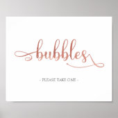 "Bubbles" Roos Gold White Elegant Wedding Sign Poster (Voorkant)