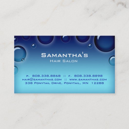 Bubbles Salon Spa Appointcard blauw Afsprakenkaartje (Voorkant)