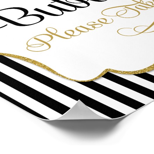 Bubbles Sign Black Gold Stripe Poster (Hoek)