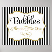 Bubbles Sign Black Gold Stripe Poster (Voorkant)