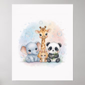 Bubbles & Smiles Dieren Kids Badkamer Muur Kunst Poster (Voorkant)