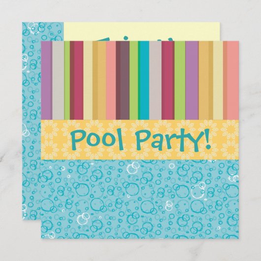 Bubbles & Stripes-uitnodiging Kaart (Voorkant / Achterkant)