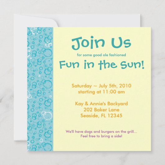 Bubbles & Stripes-uitnodiging Kaart (Achterkant)