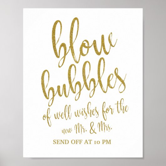 Bubbles sturen Gold Glitter 8 x 10 bruiloft Poster (Voorkant)