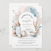 Bubbles & Tea Baby shower Uitnodiging voor mama om (Voorkant / Achterkant)