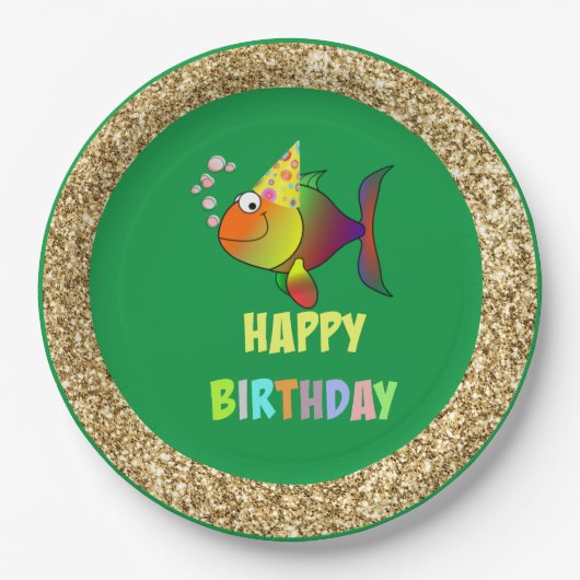 Bubbles the Birthday Fish, Paper Borden Papieren Bordje (Voorkant)