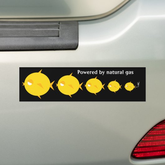 Bubbles the BlowFish_Powered by natural gas Bumpersticker (Op auto)