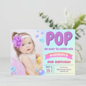 Bubbles Theme Girls Foto Bubble Birthday Party Kaart (Staand voorkant)