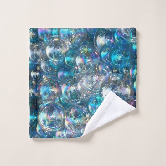 Bubbles Tiny Bubbles Badhanddoek Set Aqua Blue Bad Handdoek (Wasdoekje)