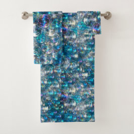 Bubbles Tiny Bubbles Badhanddoek Set Blauw Aqua Bad Handdoek