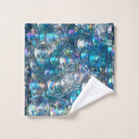 Bubbles Tiny Bubbles Badhanddoek Set Blauw Aqua Bad Handdoek (Wasdoekje)