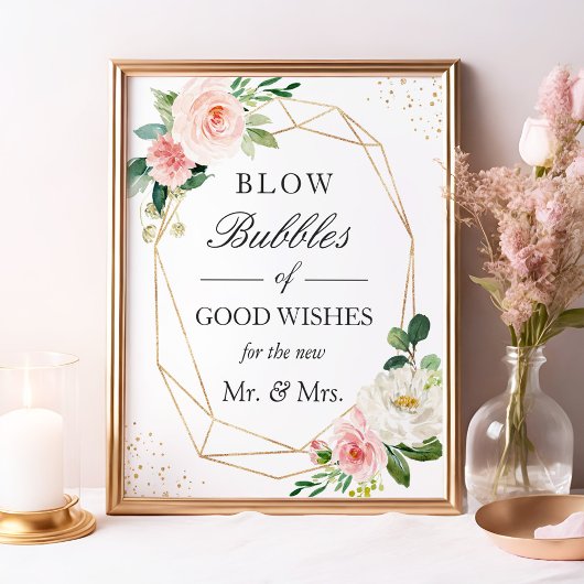 Bubbles van goede wil - Blush Pink Floral Poster