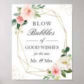 Bubbles van goede wil - Blush Pink Floral Poster (Voorkant)