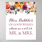Bubbles van het herfst Flower Wedding Bubbles of G Poster (Voorkant)