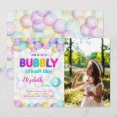 Bubbles Verjaardag Foto uitnodiging (Voorkant / Achterkant)