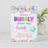Bubbles verjaardagsuitnodiging kaart (Staand voorkant)