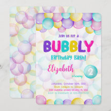 Bubbles verjaardagsuitnodiging