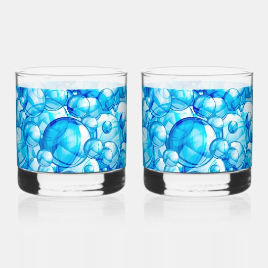 Bubbles Water Thema Set van 2 Drinken Whisky Glas (Voorkant)