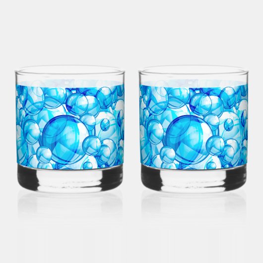Bubbles Water Thema Set van 2 Drinken Whisky Glas (Achterkant)