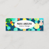 Bubbles Waterverf Spots & Stippen Circles Blauw gr Mini Visitekaartje (Voorkant)