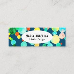 Bubbles Waterverf Spots & Stippen Circles Blauw gr Mini Visitekaartje