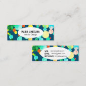 Bubbles Waterverf Spots & Stippen Circles Blauw gr Mini Visitekaartje (Voorkant / Achterkant)