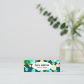 Bubbles Waterverf Spots & Stippen Circles Blauw gr Mini Visitekaartje (Staand voorkant)