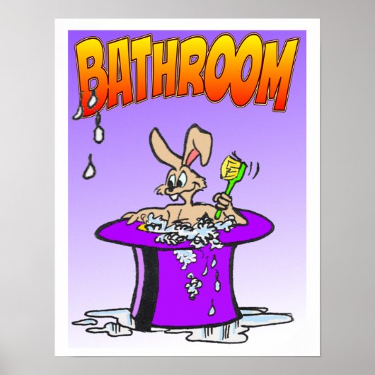 Bubbling Bunny Bathroom Poster (Voorkant)