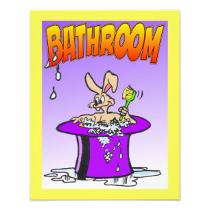 Bubbling Bunny Bathroom Poster Cust. Kleur rand