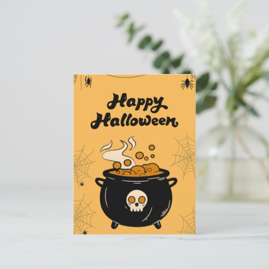 Bubbling Cauldron Halloween Card – Spooky Eyeballs Briefkaart (Staand voorkant)