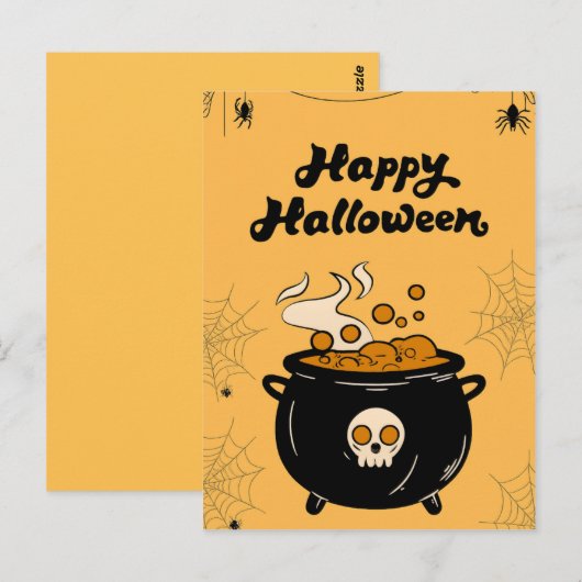 Bubbling Cauldron Halloween Card – Spooky Eyeballs Briefkaart (Voorkant / Achterkant)